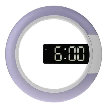 

LED Mirror Surface Hollow out Time Display Wall Clock Living Room Decoration Time Memory 3 Levels Lighting Wall decoration