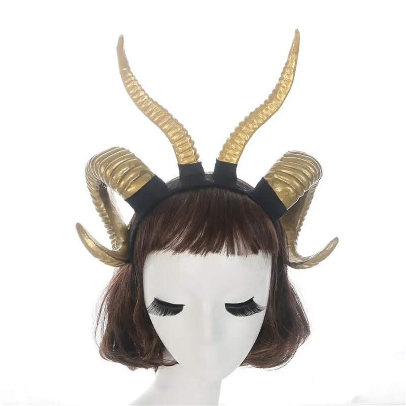 

File Ron Fear Sheep Horn Ox Halloween Party Sheep Horn Cosplay Headdresses Sheep Horns Handmade Gothic Headband Prop Hairband.w