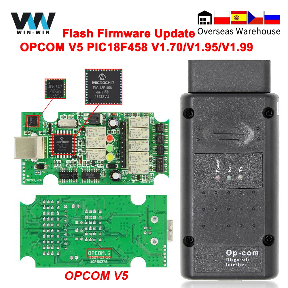 OPCOM V5 For Opel OP COM 1.70 flash firmware update Car Diagnostic for Opel OP-COM 1.95 PIC18F458 CAN BUS OBD OBD2 Auto Tools