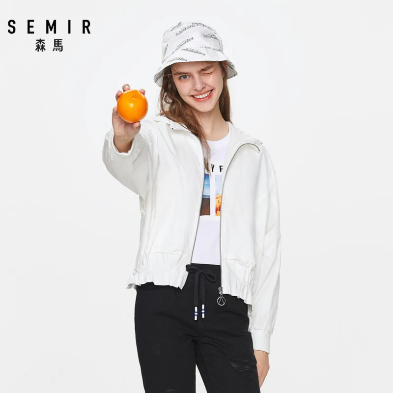 Женская куртка с капюшоном SEMIR Весенняя короткая тонкая большого размера