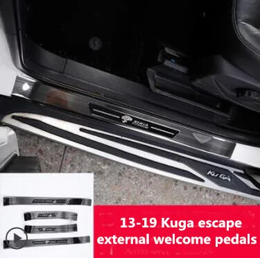 Apply only for Ford 13-19 Kuga escape greeting pedal refitted rear guard panel body door decorative stripes - Цвет: Black Titanium logo