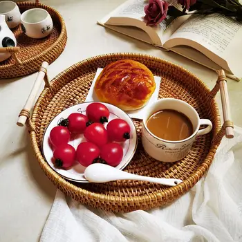 

Rattan Bread Basket Fruit Woven Storage Basket Loundry Wicker Baskets Decorati Storage Organizer For Things Housewares Kitchen