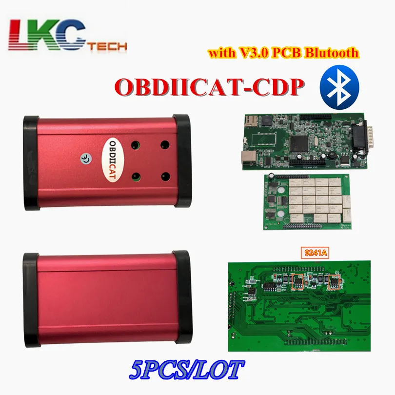 5 шт./лот DHL OBDIICAT-CDP V3.0 с Bluetooth,0 Keygen программное обеспечение TCS VCI для автомобиля/грузовика OBD2 Авто диагностический сканер