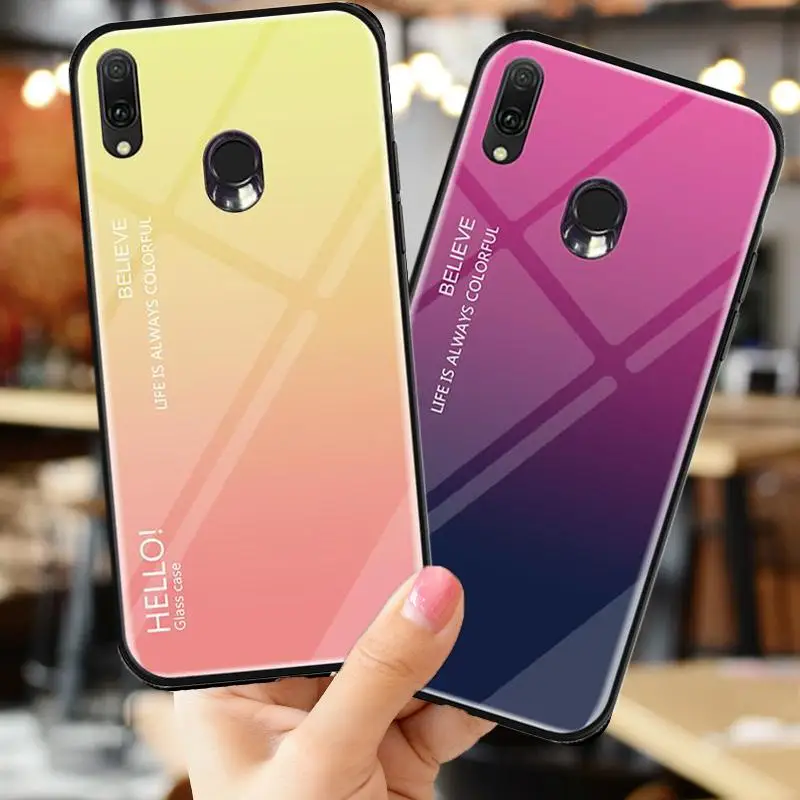 

Gradient Tempered Glass Phone Case for Asus Zenfone Max Pro M1 ZB602KL M1 ZB601KL M2 ZB631KL Silicone TPU Shockproof Cover Case