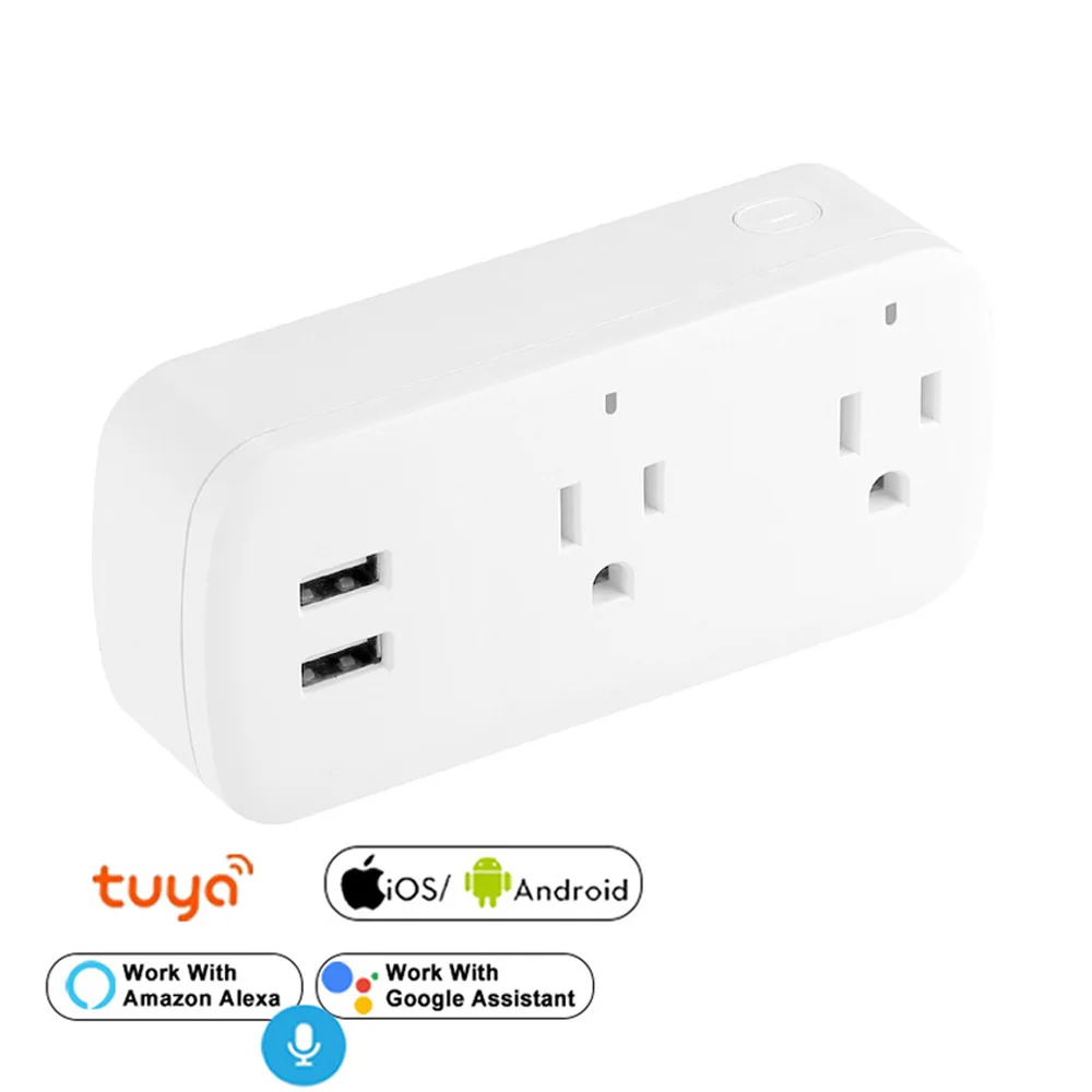 

Wifi Tuya Smart Socket With USB Charger USA Voice Control Timer Remote Control Socket work with Alexa Google Home IFTTT
