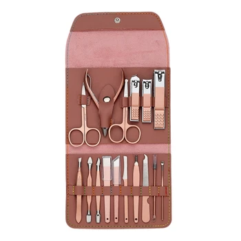 

16Pcs Manicure Kit Stainless Steel Ear Spoon Nail Clippers Manicure Tool Pedicure Nail Scissor Travel Set