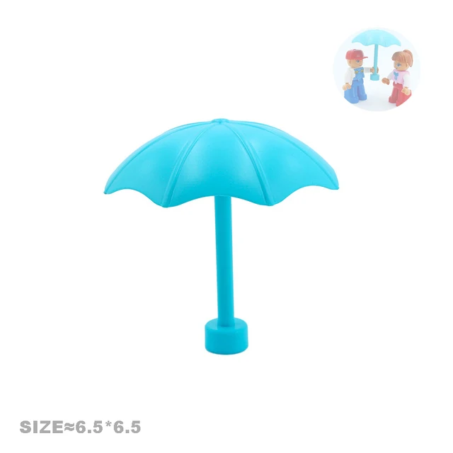 Big Size Action Figures City Princess Policemen Family Building Block Doll Character Accessory Toys Assembly Children Kids Gift Umbrella blue