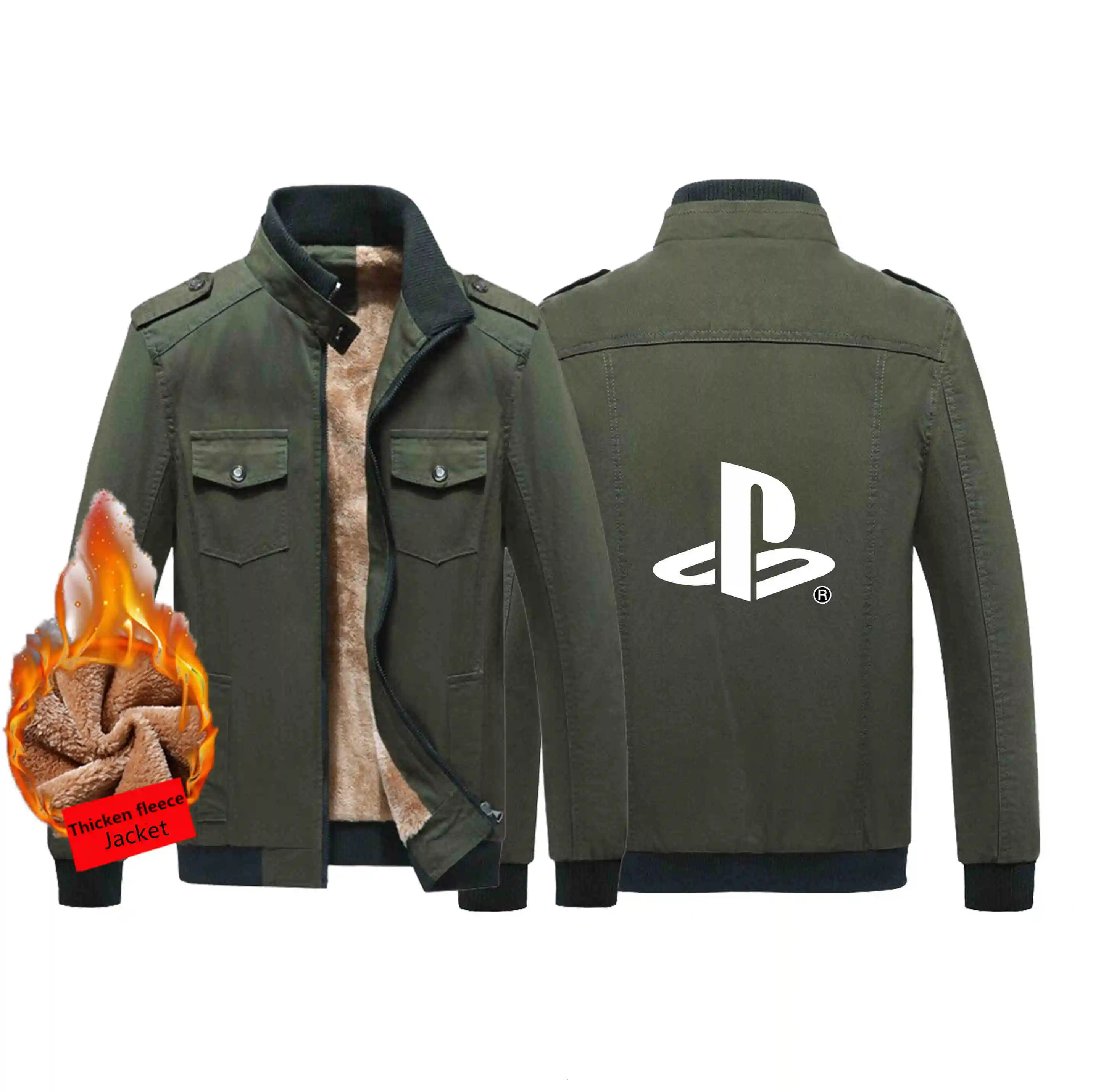 Мужская зимняя куртка PS4 Playstation Повседневная флисовая супер теплая утепленная толстовка на молнии термо ветрозащитное дышащее пальто - Цвет: H
