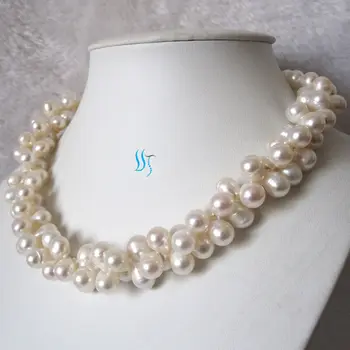 

7-9mm White Rice Top Drilled 2Row Freshwater Pearl Necklace 18"