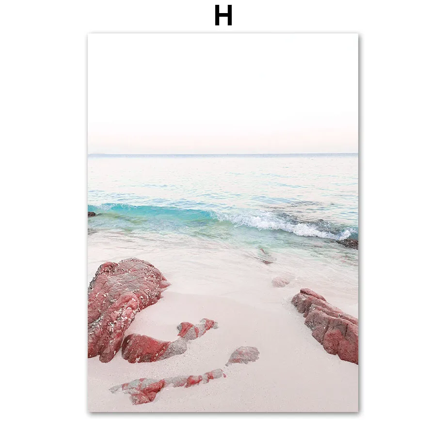 Sea-Beach-Pink-Parasol-Car-Coconut-Tree-Wall-Art-Canvas-Painting-Nordic-Posters-And-Prints-Wall (10)