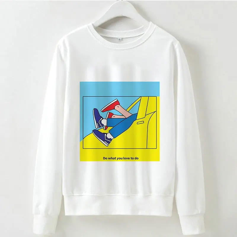 

Do What You Love To Do Couple Hoodies Four Legs Printed Harajuku Sweatshirts Women's O-neck Long Sleeve Shirts Korean Streetwear