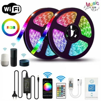

5M RGB 300LED Smart Home WIFI Strip Light App Control Waterproof Lamp For Alexa LED Light Strip With WiFi Controller Light Strip