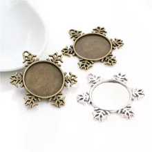 10 шт 20 мм Внутренний размер античное серебро и античная бронза Рождество Снежинка стиль кабошон основа Установка Подвески