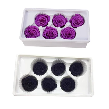 

2 Set Eternal Roses Heads,Real Natural Fresh Preserved Rose,Forever Rose,Immortal Flower Material Purple & Black