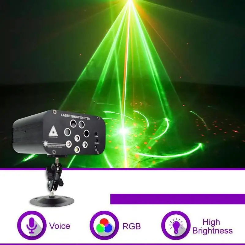 

Mini RGB Laser Light 128 Patterns Portable Laser Projector for Stage Disco Family Party Light