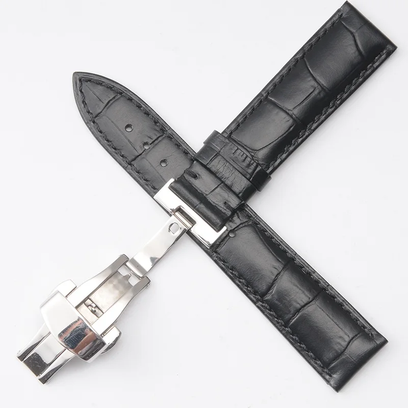 Итальянский ремешок для часов из телячьей кожи вместо tissot 1853 lilok T41 cuto T035 серия heart beauty T050 часы с бантом 12 16 18 20 мм - Цвет ремешка: Black silver clasp