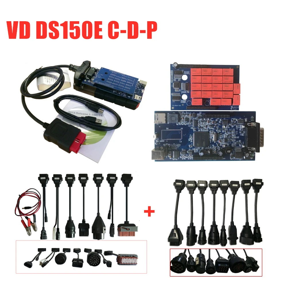 DHL. R0 с ключом для delphis vd ds150e c-d-p bluetooth Автомобильный obd диагностический для autocoms obd2 сканер+ 16 шт. автомобильные грузовые кабели - Цвет: v8.0 no bluetooth