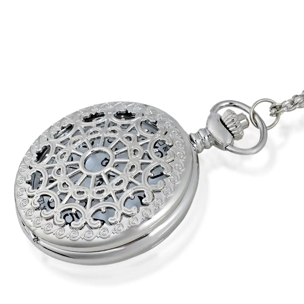 IBEINA серебряные паутины полые кварцевые карманные часы с цепочкой Ретро для мужчин женщин Классическая Подвеска на ожерелье часы подарок