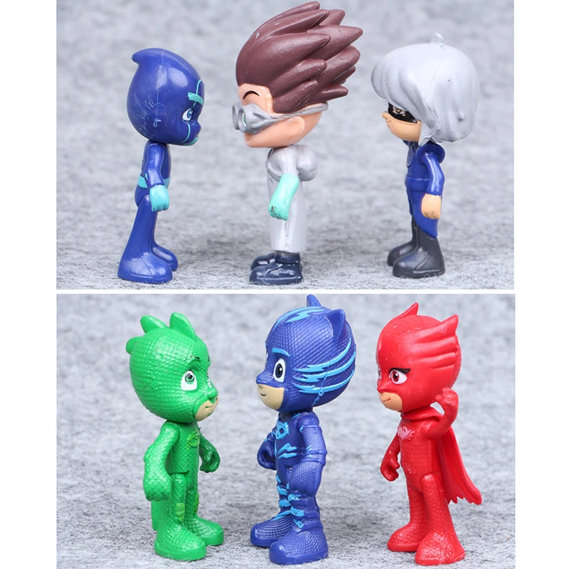 6 шт. PJ Маски Мультяшные куклы игрушки Аниме персонаж Catboy Owlette Gekko картонные фигурки Детские подарочные украшения