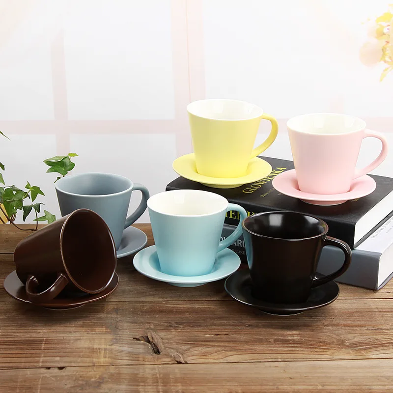 Tulips Ceramics Coffee Cups Saucers Suit European Cappuccino Latte Milk Restaurant Afternoon Tea Black TeaCup | Дом и сад