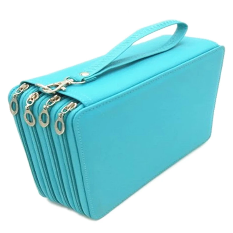 

Pu Leather School Pencil Case 184 Hole Large Capacity Color Pencil Bag Box Multi-Function Pencil Box Art Supplies Gifts Lake Blu