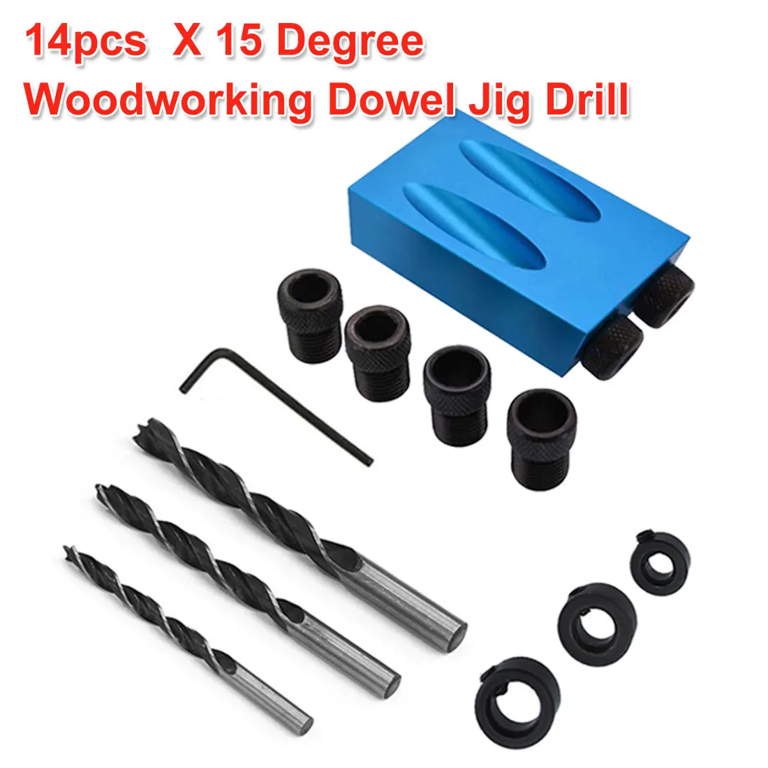  15 Degree 14pcs/ 9pcs Drilling Holes Guide Oblique Hole Locator Positioner Drilling Bits Jig Clamp 