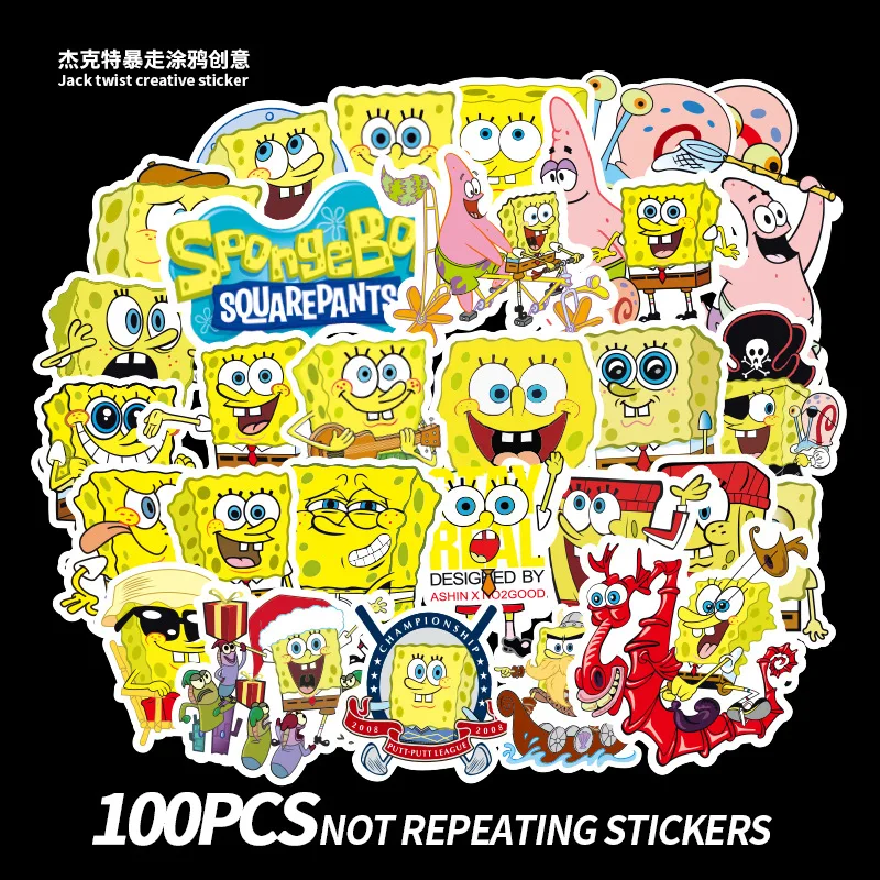 100 SpongeBob граффити день туристические наклейки Животные скейтборд мотоцикл