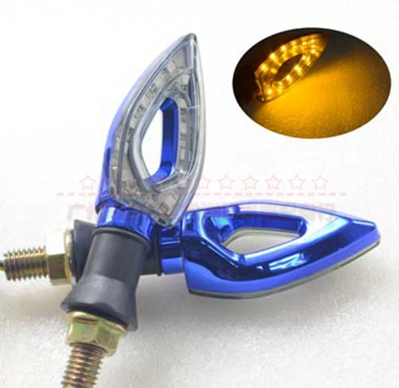 

Cool Hollow-Shaped Motorcycle Modified Turn Signal Blue Sword Hussars Direction Light 12 v led Turn Signal