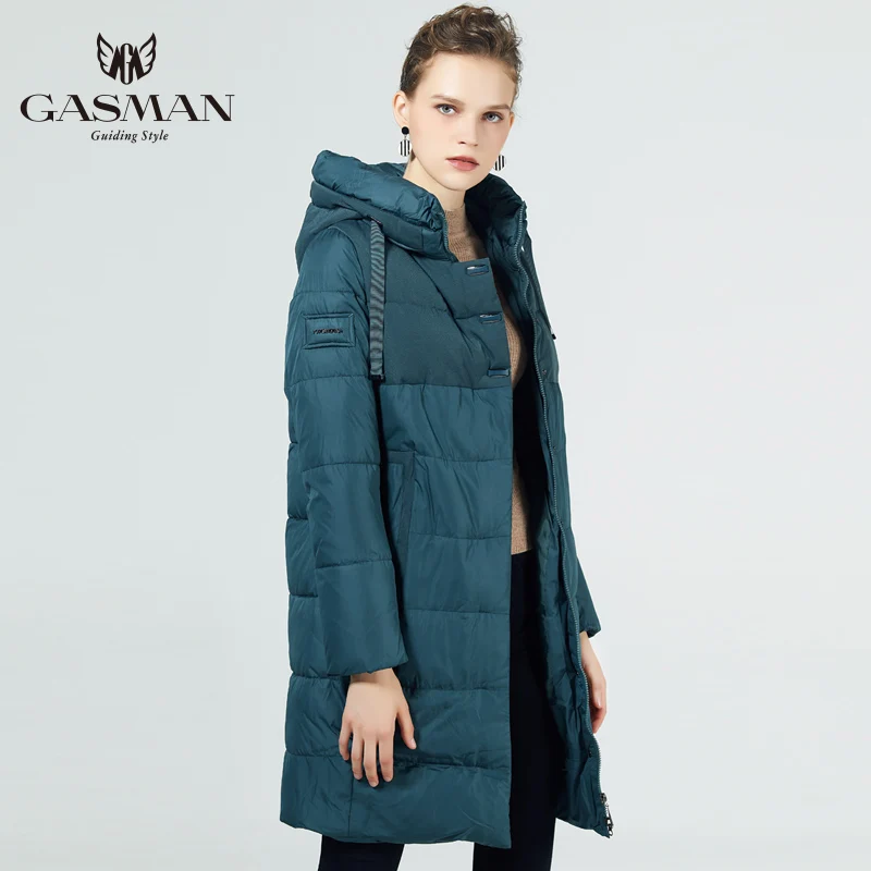 Длинная зимняя куртка на молнии GASMAN женская черная парка пуховик женское плотное