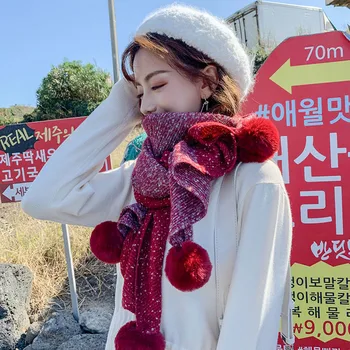 

2019 Women Solid Cashmere Knitted Wool Long Scarf Scarves Lady Winter Thicken Warm Soft Pashmina Shawls Wraps Female Bandana