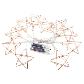 

New 2Strings Fairy Lights, 10LED Metal Hollow Star Battery Operated Wedding Waterproof Starry Lamp Home Party Decoration Lightin