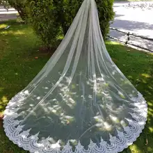 Высококачественная свадебная фата на заказ с кружевной аппликацией по краям, вуаль для невесты белого цвета/цвета слоновой кости, свадебная вуаль с гребнем