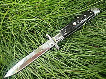 

9inch AKC knife Ox Horn handle BM3300 A07 BM3350 UTX85 camping folding pocket Godfather Stiletto outdoor Survival Tactical knife