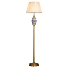 Синяя и белая Цзиндэчжэнь Керамическая Напольная Лампа для кровати, прикроватная гостиная прихожая, для учебы, чтения, ночная лампа LD147