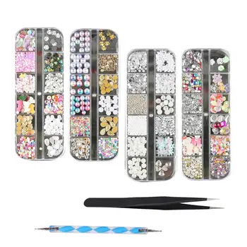 

4 Box of Nail Decoration DIY Manicure Rivets for Ladies Girls Women