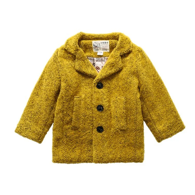 Детское шерстяное пальто; коллекция года; модное осенне-зимнее пальто; шерстяные пальто для мальчиков; детская верхняя одежда; плотная ветровка ярких цветов для малышей