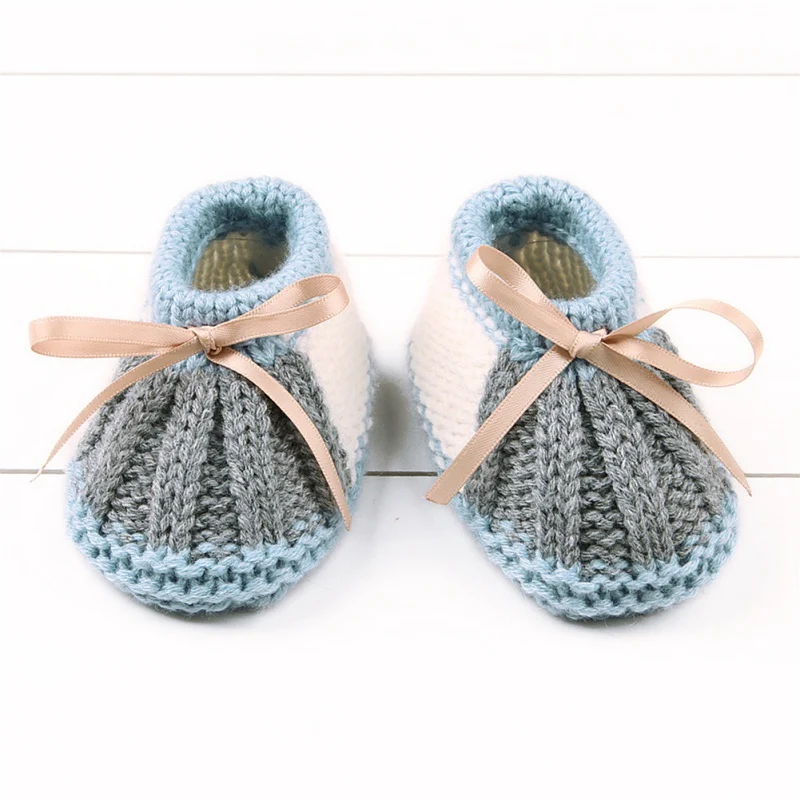 Модная зимняя теплая обувь для новорожденных мальчиков и девочек; вязаные сапоги; носки; детская обувь