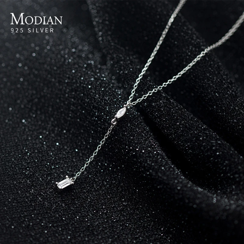 

Modian Brands Design 925 Sterling Silver Water Drop Shape with Square Zircon Pendant for Women Geometric Pendant Fine Jewelry
