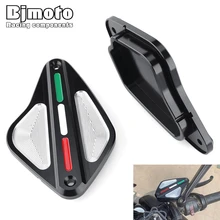 BJMOTO Motorcycle Front Brake Fluid Reservoir Cover For DUCATI DIAVEL 1260 AMG CARBON STRADA CROMO XDIAVEL Clutch Tank Cap Set motorcycle aluminum front brake clutch fluid reservoir cover cap for ducati diavel xdiavel s x accessories