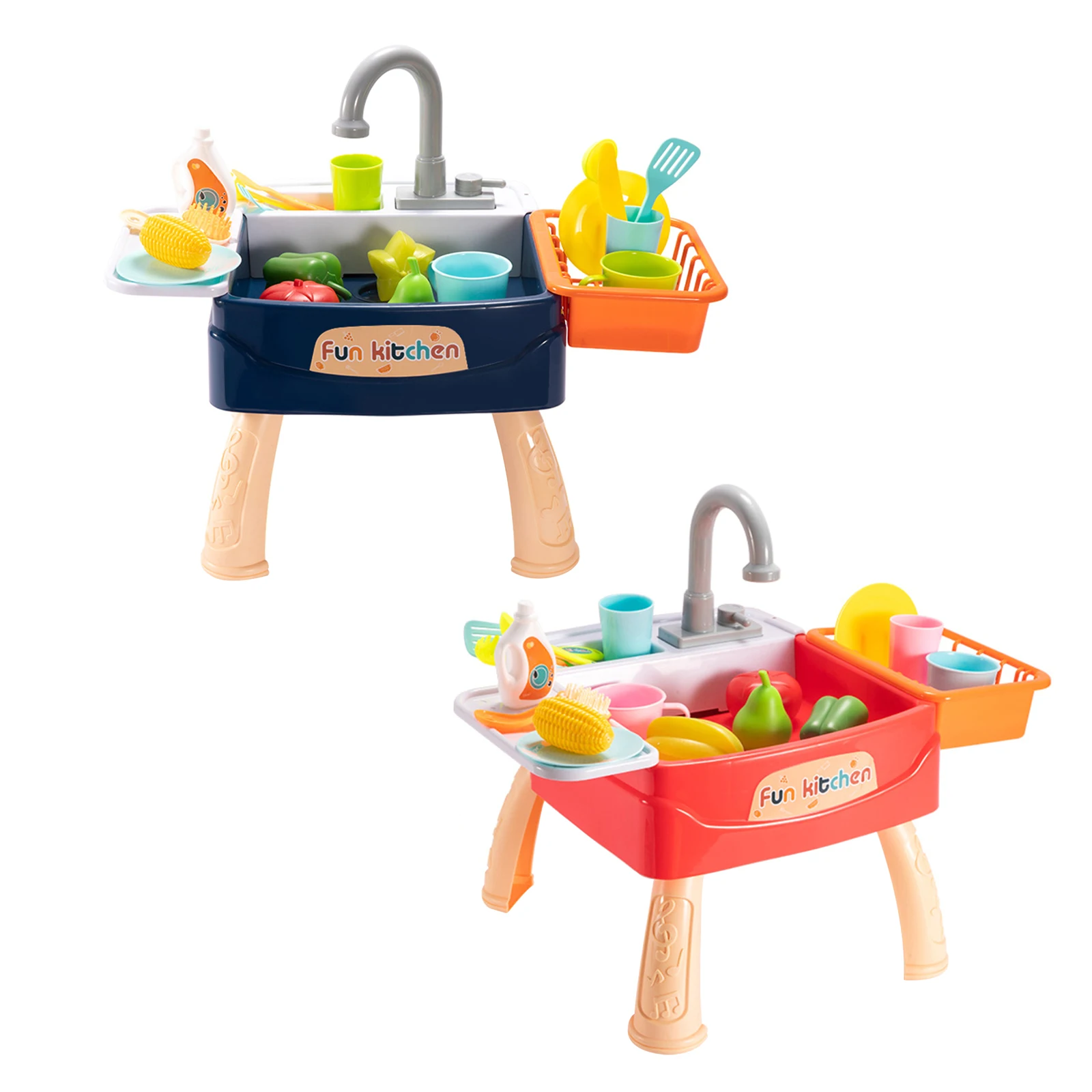 Doki Toy Kitchen Children Dishwasher Table Toy Simulation Sink Faucet Circulating Water Electric Wash Table Kids Role Toys