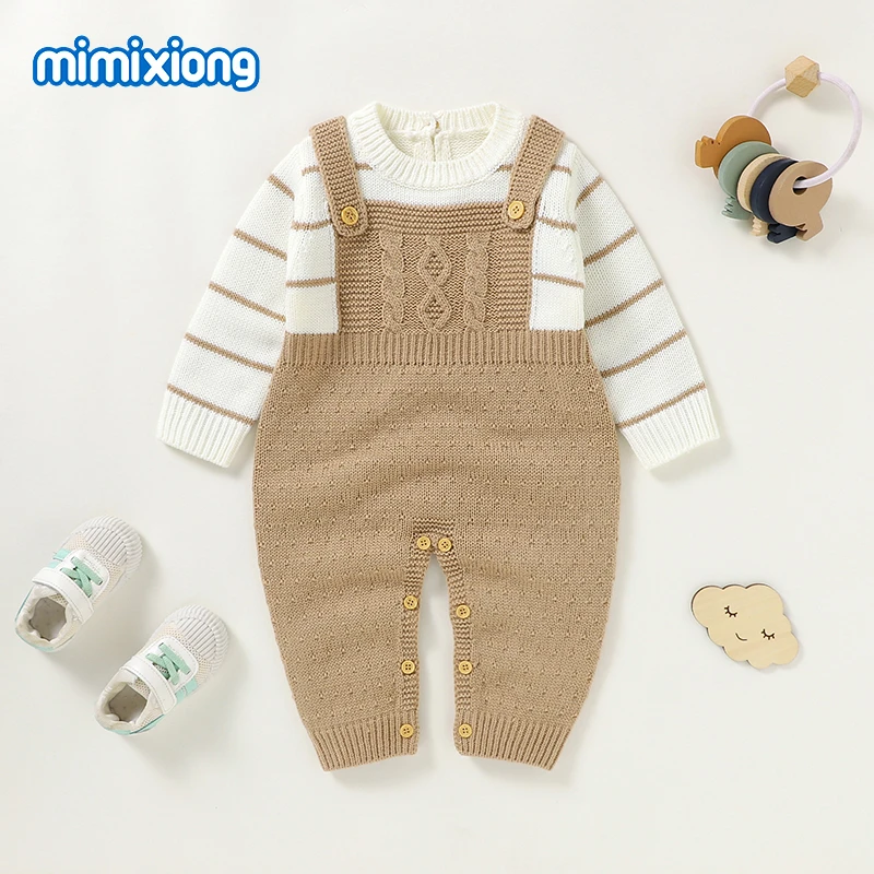 baby clothes cheap Baby Rompers Knitted Newborn Boys Girls Long Sleeve Jumpsuits Outfits Autumn Winter Casual Infant Unisex Outerwear Clothes 0-18m Newborn Sailor Romper Girls Boy Costume Anchor