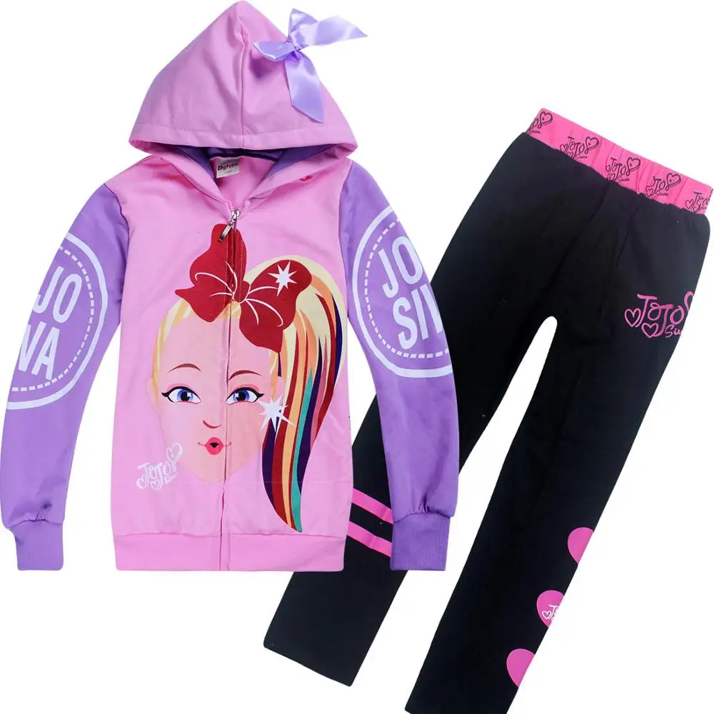 Spring Autumn Girl Clothes Set Baby Kids Hoodie+ Pants 2pcs Jojo Siwa Children Coat Sweatshirt Tracksuit Sports Suit Outfit