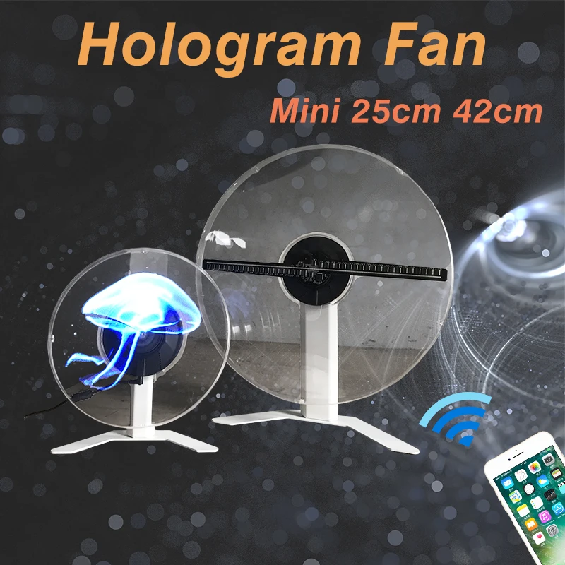 Mini Hologram Fan 42cm 25cm Wifi App Control Include Cover And Holder 3d  Led Fan Holographic Advertising Player Desktop Lamp - Advertising Lights -  AliExpress