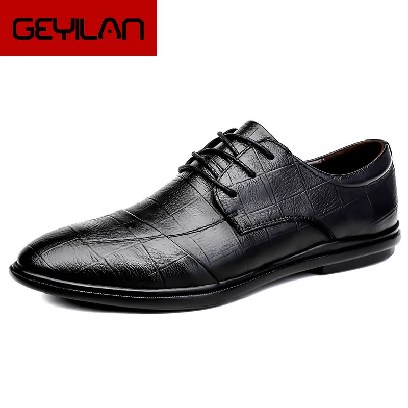 

Genuine Leather Men Shoes Fashion Lace-up Oxford Shoes Dress Footwear Business Office wedding Shoes Big Size 47 Party Footwear
