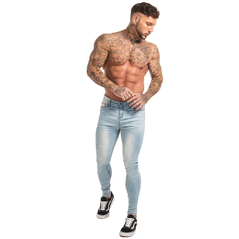 GINGTTO Mens Skinny Jeans Slim Fit Ripped Jeans Big and Tall Stretch Blue Jeans for Men Distressed Elastic Waist Mens Jeans zm32