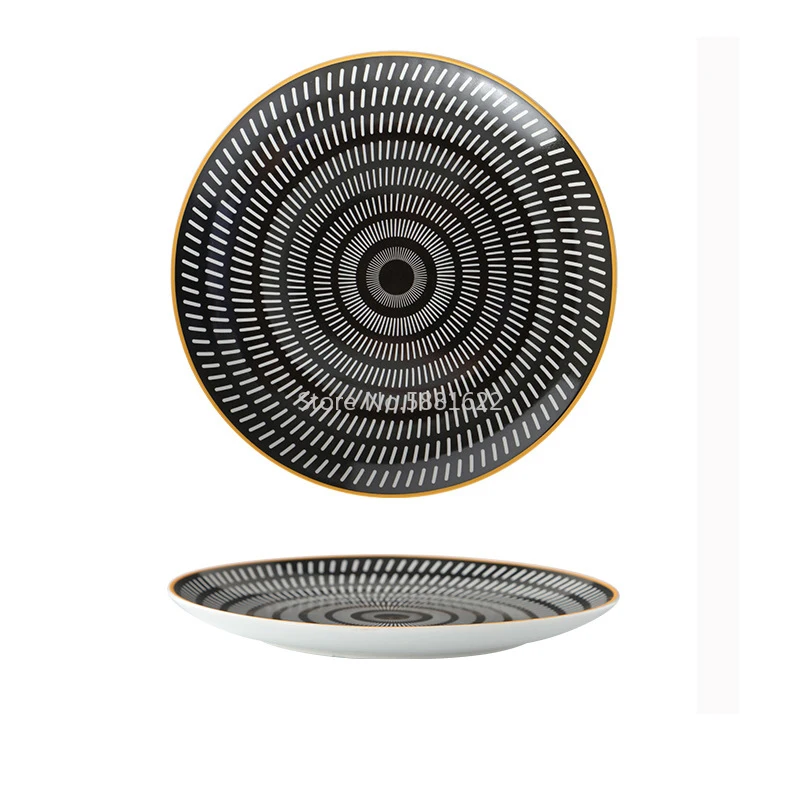 Tableware Ceramic Dinner Plate Set Dish 8/10 Inch Porcelain Cute Dessert Plate Dinnerware Geometric Western Food Steak
