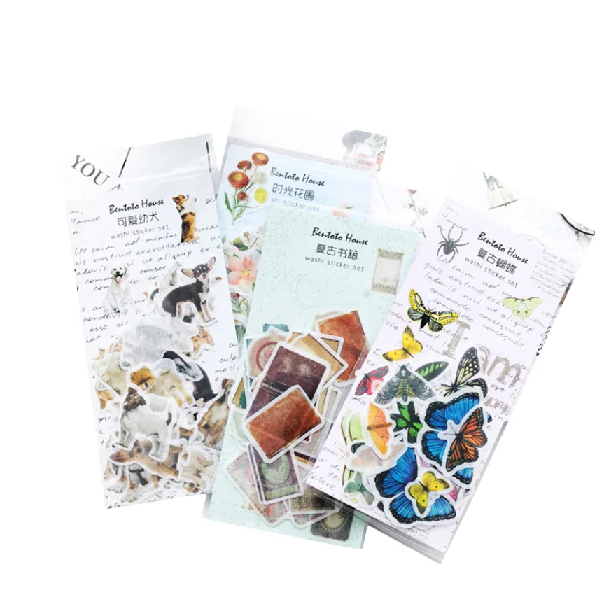 

20packs/lot Animal And Plant Paper Stickers Eight Selections Retro Objects Bullet Journal Stickers Scrapbooking Stickers
