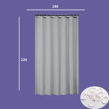 

Shower Curtain Polyester Fabric Grey Bathroom Decor With Hooks Waterproof 180cm X 180/200/220cm Polyester