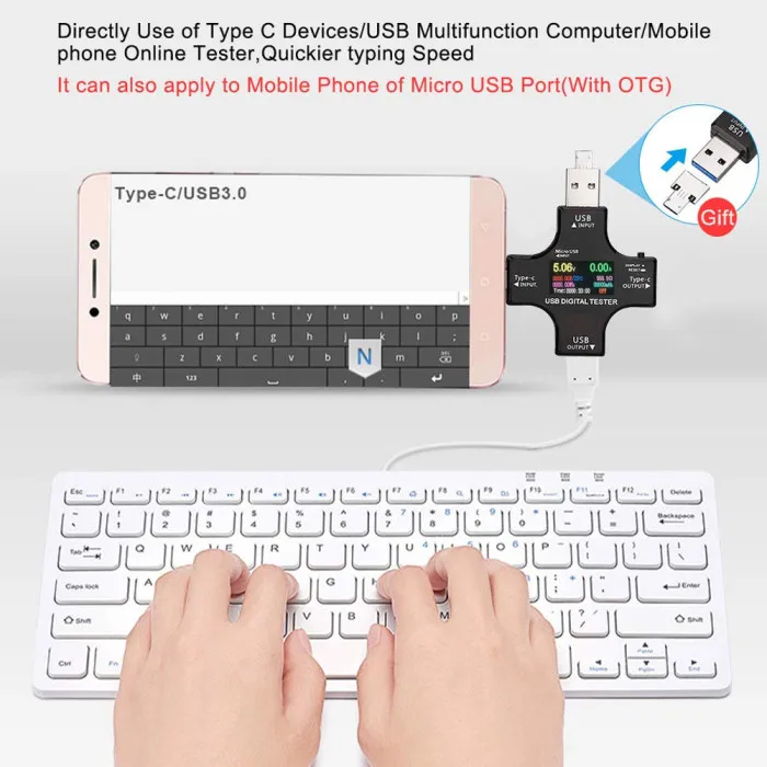 Горячая Многофункциональный Тип-C измерительный прибор USB тестер ЖК-дисплей цифровой мультиметр с измерением напряжения и тока BUS66