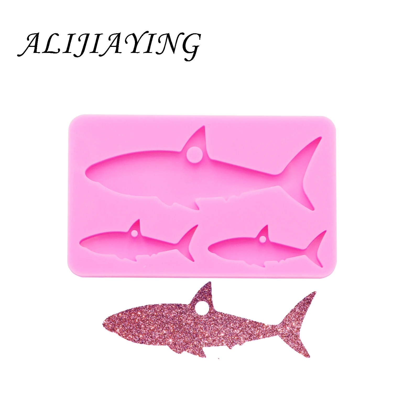 Elephant dinosaur owl shark chicken family mother/baby silicone mold for keychain resin Craft DIY epoxy jewelry DY0078 - Цвет: Pink 1pc